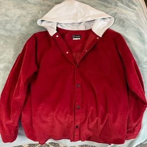 Red corduroy button up jacket